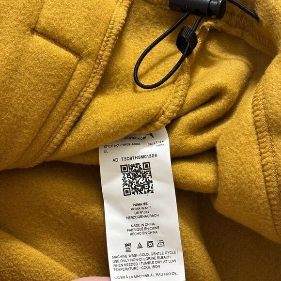 Puma Jacket Mens S Polar Fleece Hooded Full Zip bone Brown new - Picture 5 of 6